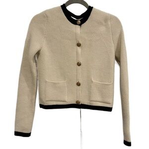 Zara Cream and Black Knit Cardigan